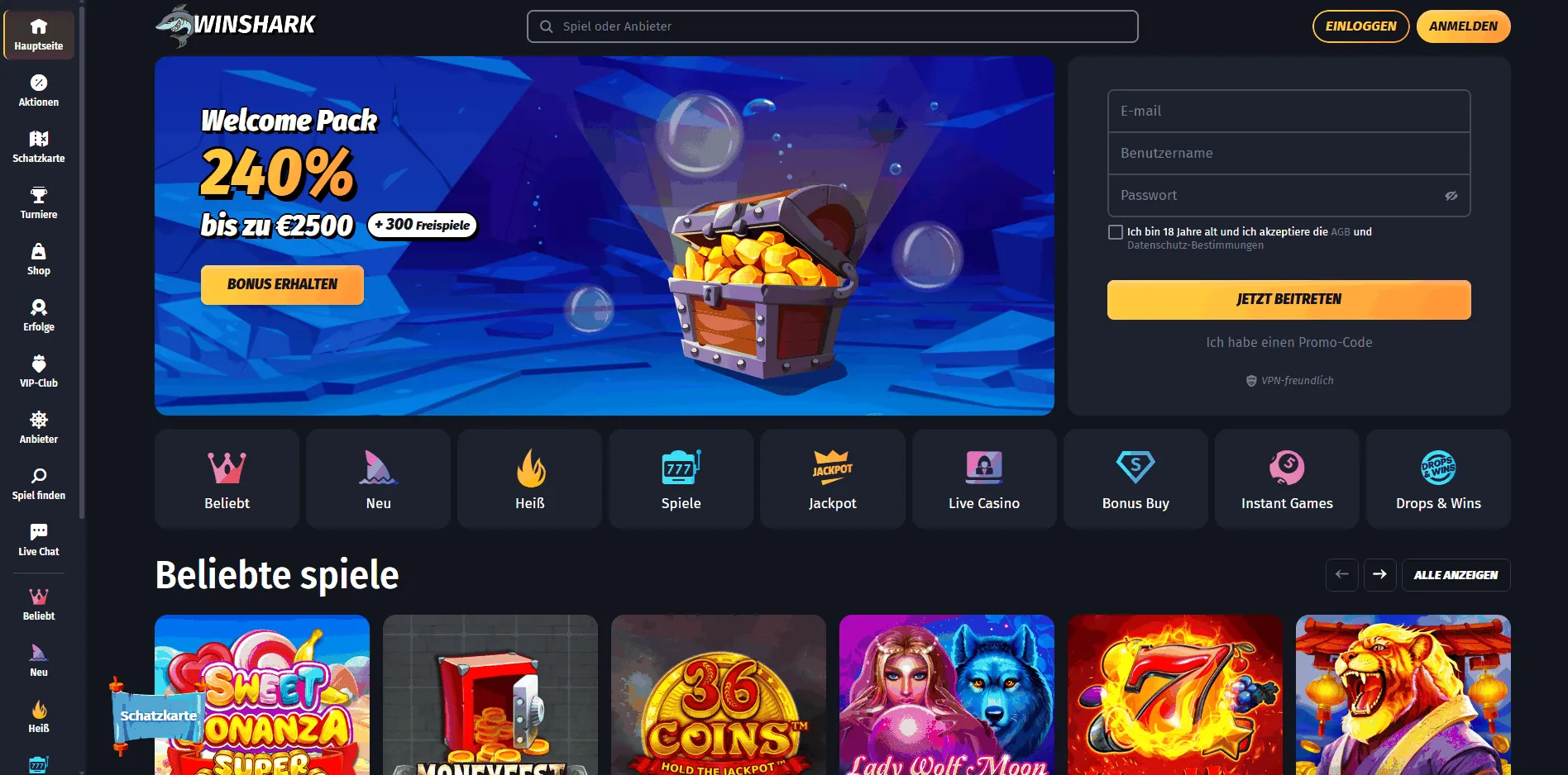 Winshark Online Casino Winshark Casino Bonus